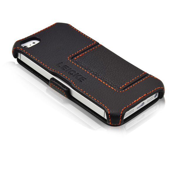 Custodia per Apple iPhone SE in vera pelle Nappa Nera con Custodia per Apple iPhone SE in vera pelle Nappa Nera con