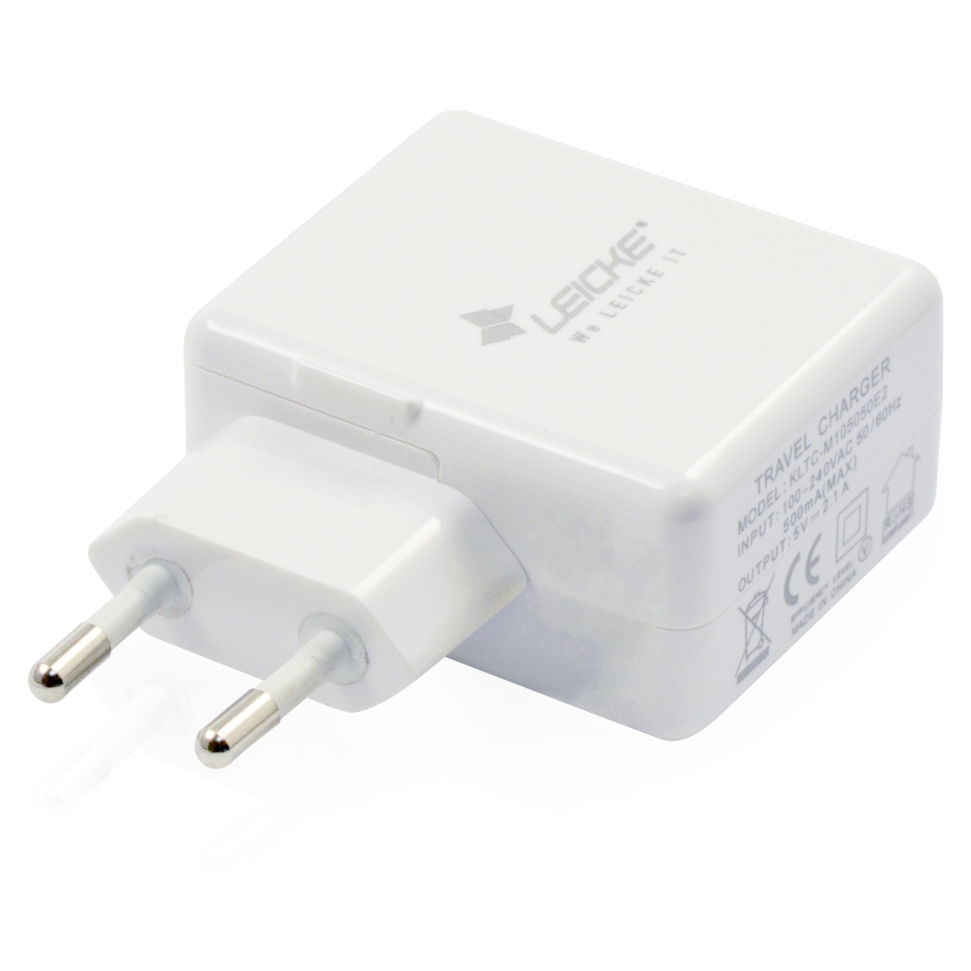 Chargeur secteur WE 2 Ports USB-A Chargeur Mural (5V/2.1A Max).