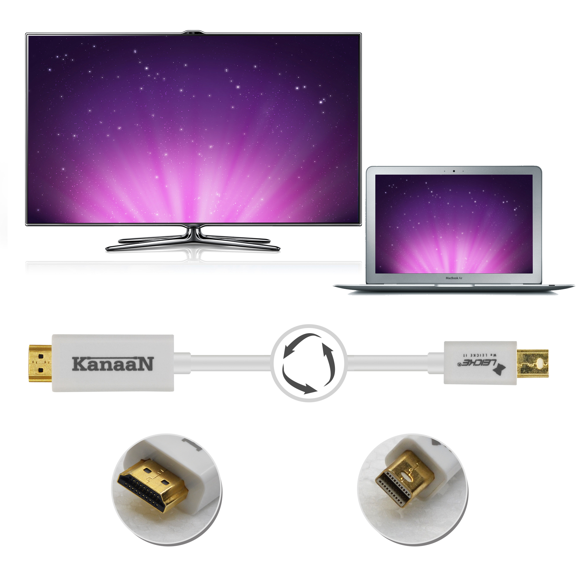 Leicke, KanaaN 4K*2K Mini Displayport vers HDMI câble adaptateur