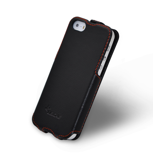 Leicke iPhone SE Flip Case Finest Nappa Leather, black